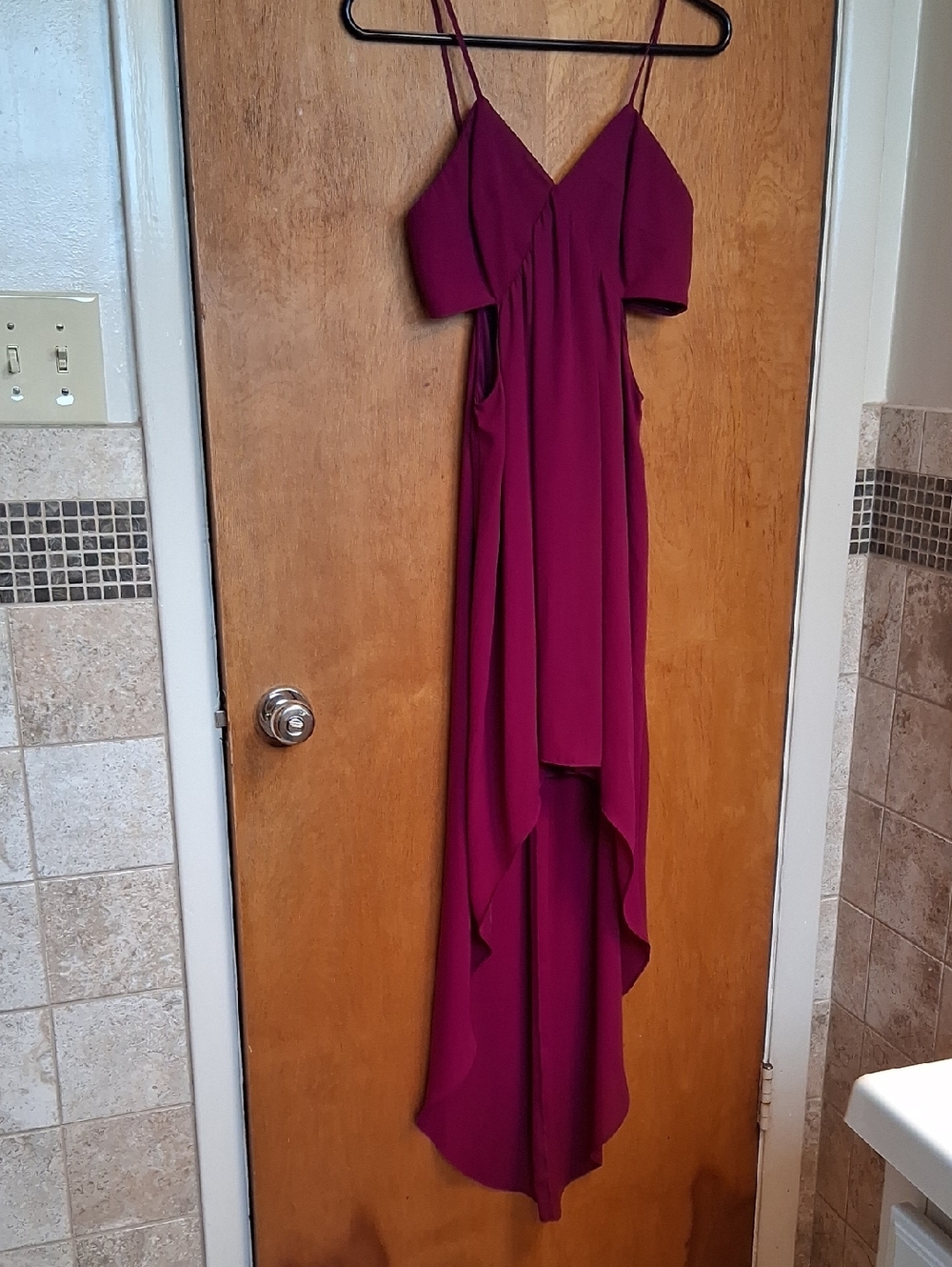 Express Fuchsia High-Low Spaghetti Strap Dress
